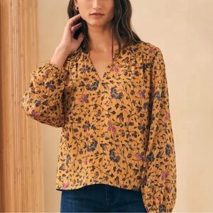Faherty Silk Blend Floral Blouse